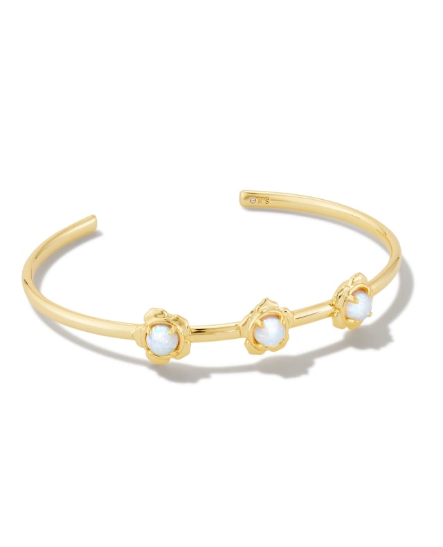 Susie Gold Cuff Bracelet in Bright White Kyocera Opal | Kendra Scott