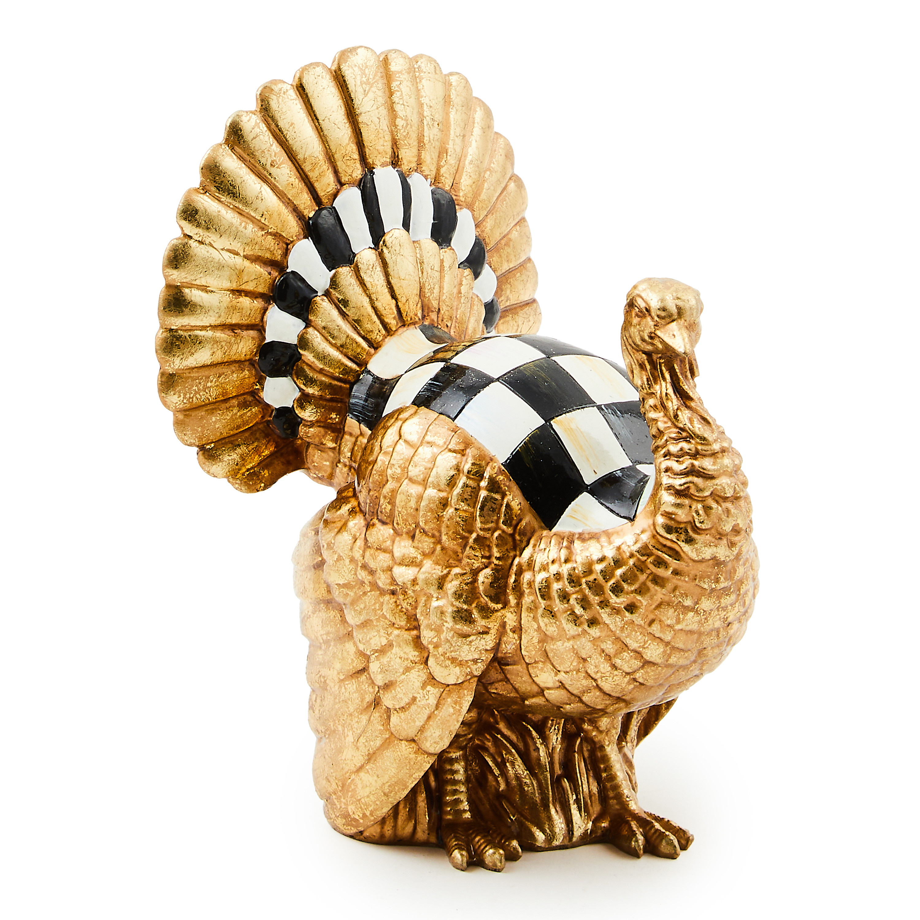MacKenzie-Childs Courtly Check Mini Gold Turkey Figurine | MacKenzie-Childs