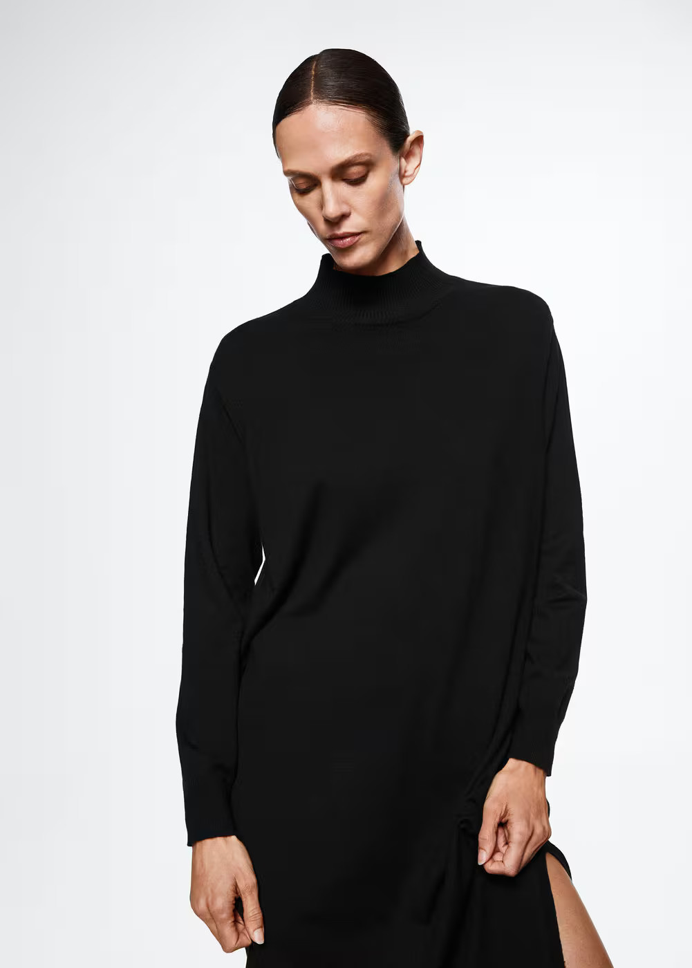 Knitted perkins neck dress -  Women | Mango USA | MANGO (US)