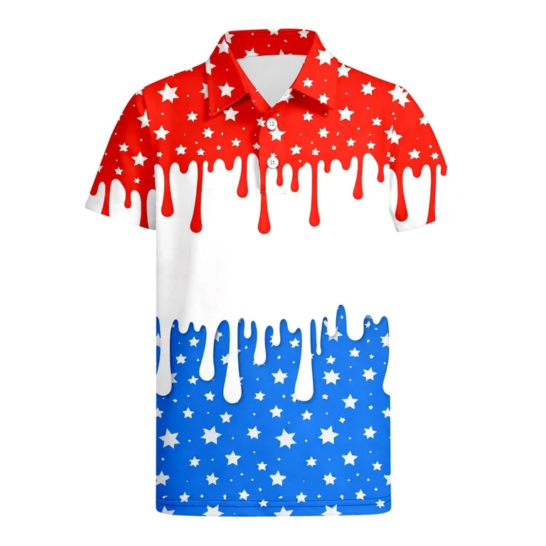 QHFBli Boys Polo Shirt Hawaiian Golf Collared Performance Tops Kids Short Sleeve - Walmart.com | Walmart (US)