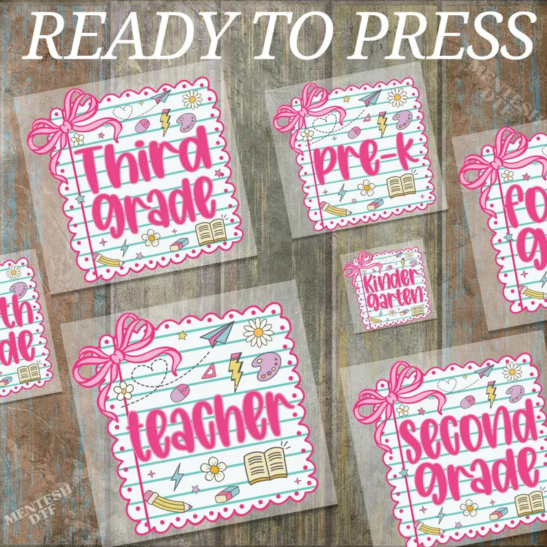 Preppy Back to School Ready to Press DTF, Teacher Coquette DTF Transfer, Pre-k 1st/2nd/3rd Grade ... | Etsy (US)