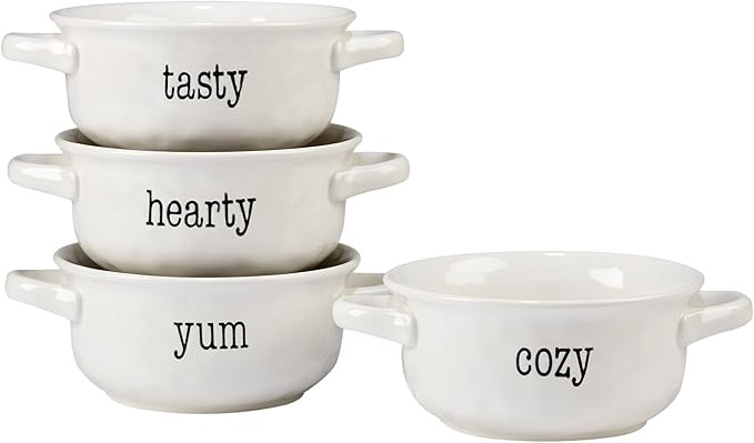 Certified International Corp It's Just Words 32 oz. Soup Crocks, Assorted Designs, Set of 4, Mult... | Amazon (US)