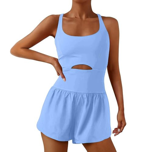UNIANKIYA Womens Running Onesie Jumpsuits Workout Rompers One Piece Exercise Athletic Outfits Gym Yoga Clothes With Pockets | Amazon (US)