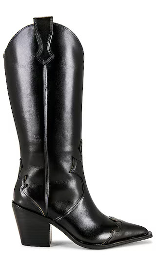 Margot Boot in Black & Black Leather | Revolve Clothing (Global)