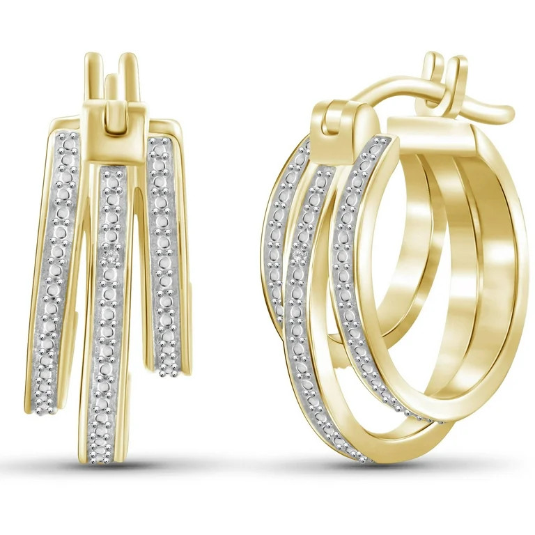White Diamond Accent 14kt Gold-Plated Hoop Earrings | Walmart (US)