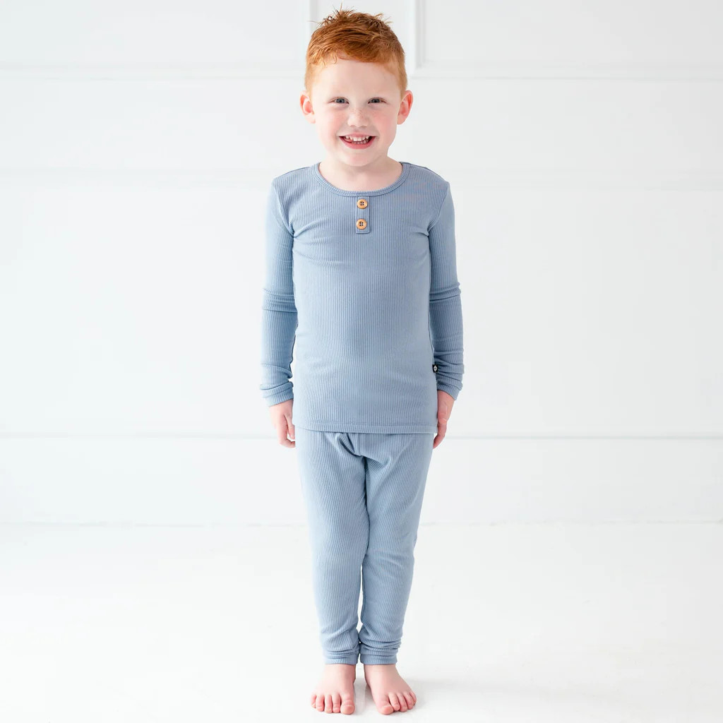 Ribbed Henley Set in Slate | Kyte Baby