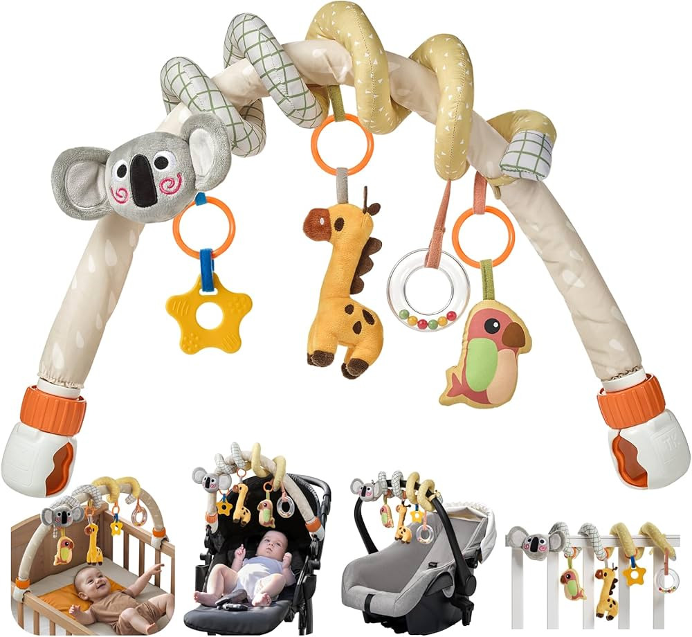 TUMAMA 2 in 1 Spiral Car Seat Toys Arch Stroller Toy Baby Hanging Toys with Clip Adjustable Detac... | Amazon (US)