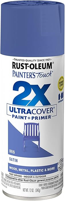 Rust-Oleum 383202 Painter's Touch 2X Ultra Cover Spray Paint, 12 oz, Satin Iris | Amazon (US)