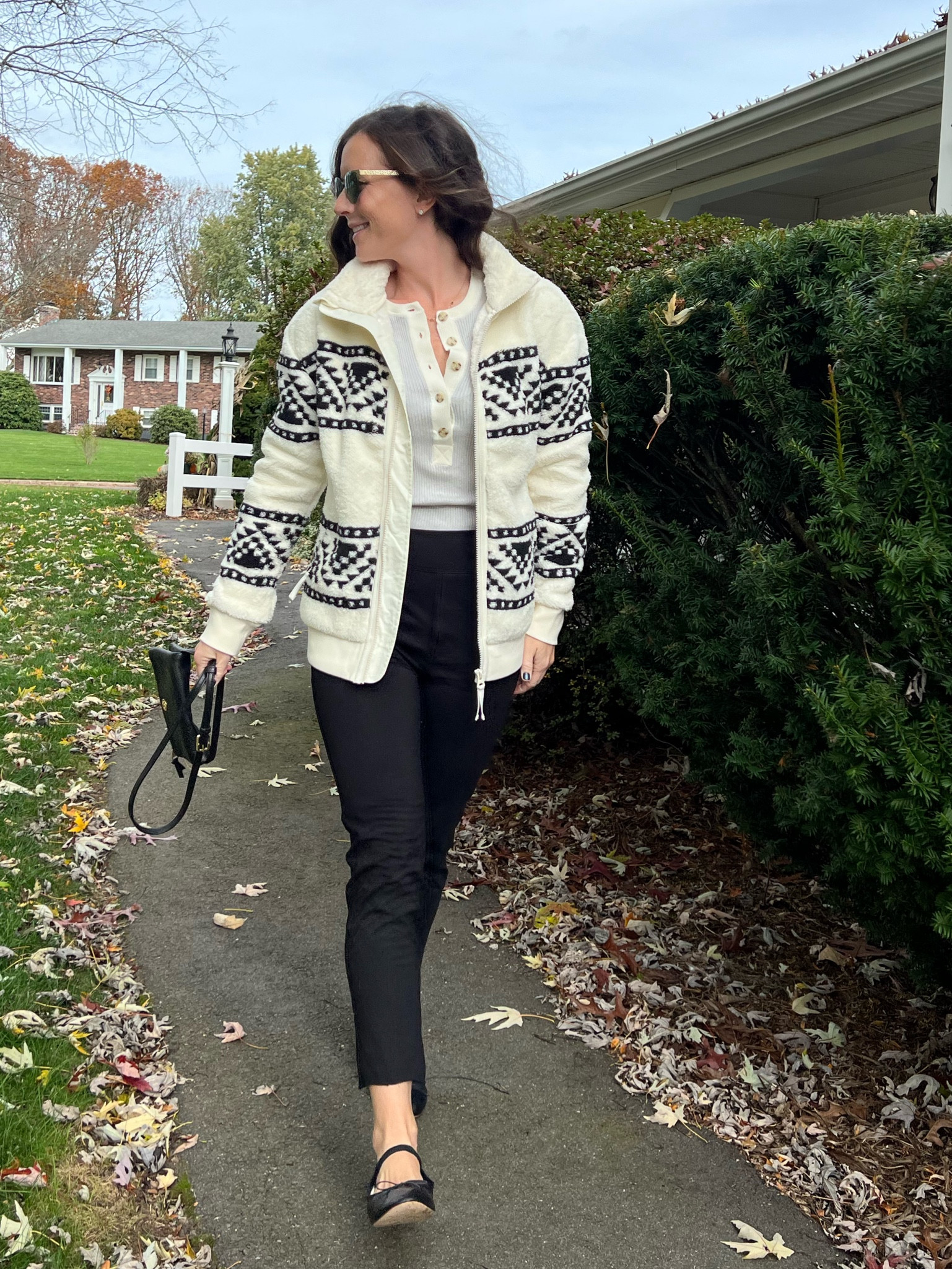 High pile fleece jacket, henley, billion dollar pants and black leather flats. Fall/winter ootd 

#LTKootd #LTKdayinmylife #LTKHoliday