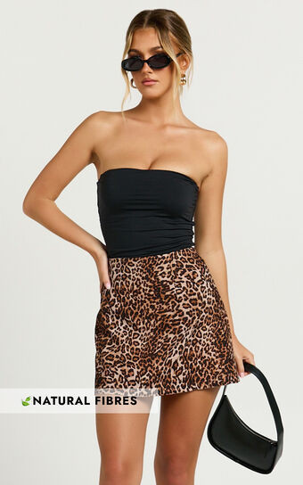 Laney Mini Skirt- High Waist A Line Skirt in Leopard Print | Showpo (US, UK & Europe)