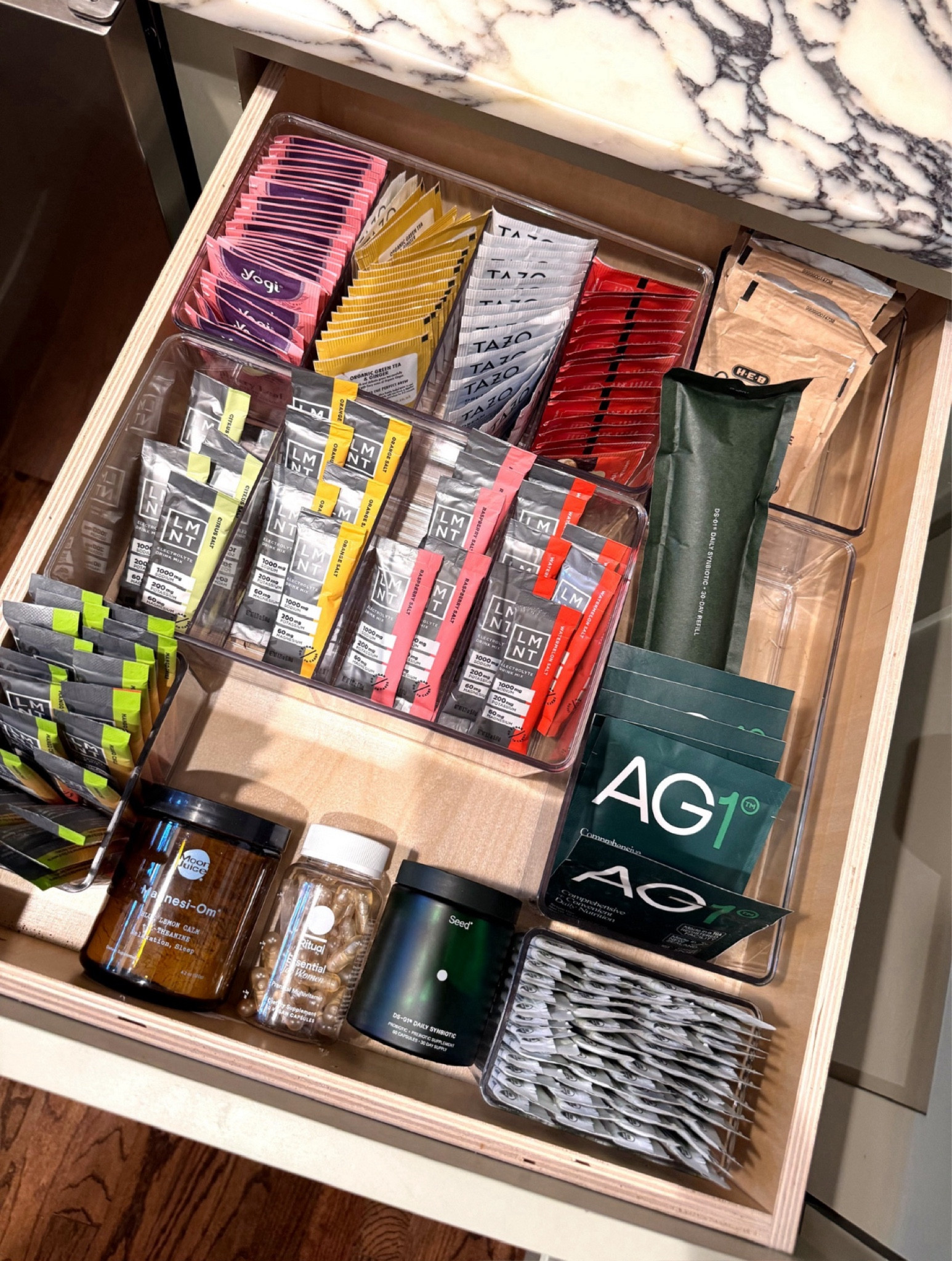 The wellness drawer. My separators to organize are all from Amazon! 

Code: ALO25 for 25% off ritual. Code: ALOPROFILE for 25% off SEED. I have links saved on IGstories with promos for AG1. 


#LTKHome