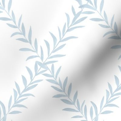 custom Erin Leafy Trellis light blue leafy trellsi on white | Spoonflower