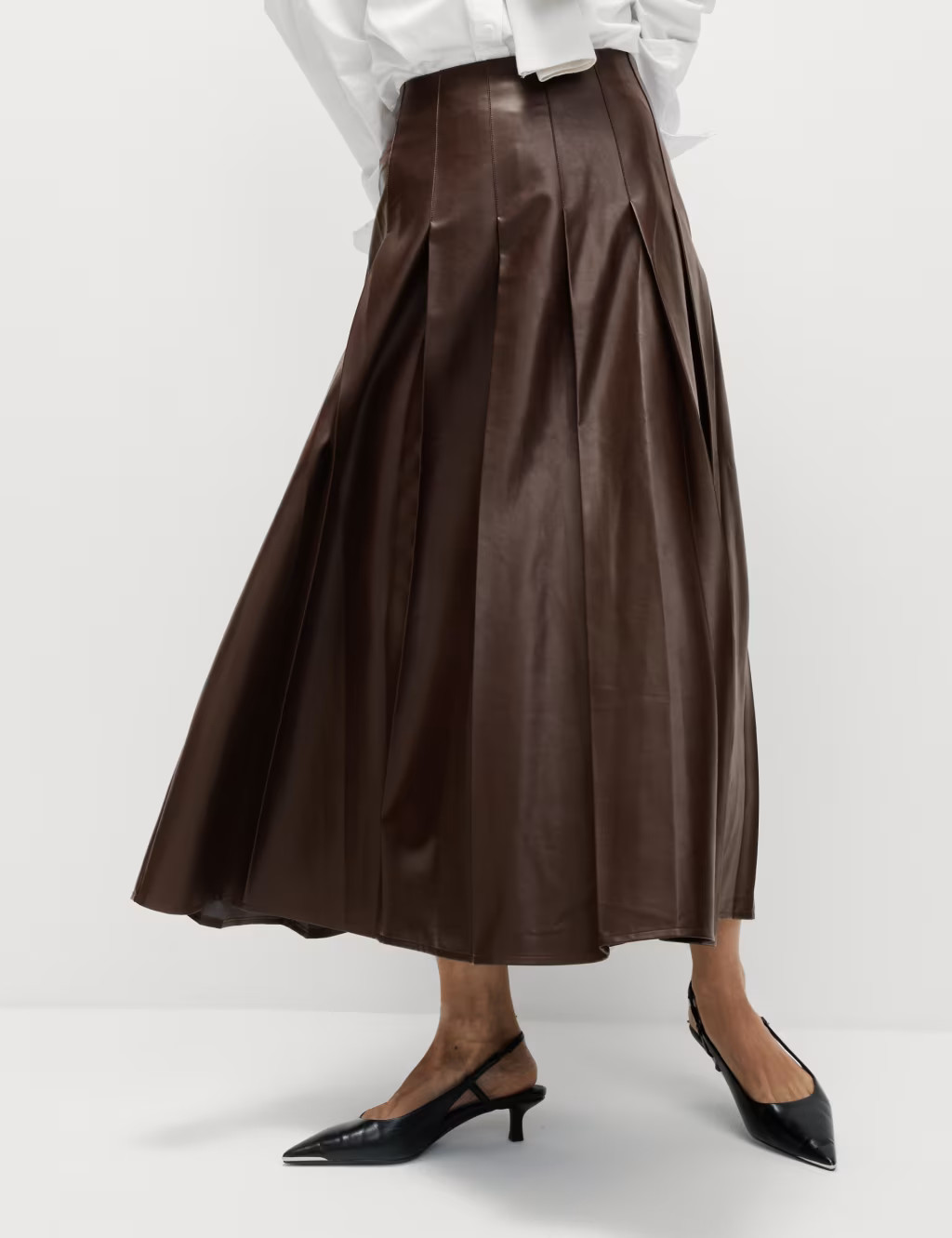 Leather Look Pleated Midaxi A-Line Skirt | Marks & Spencer (UK)