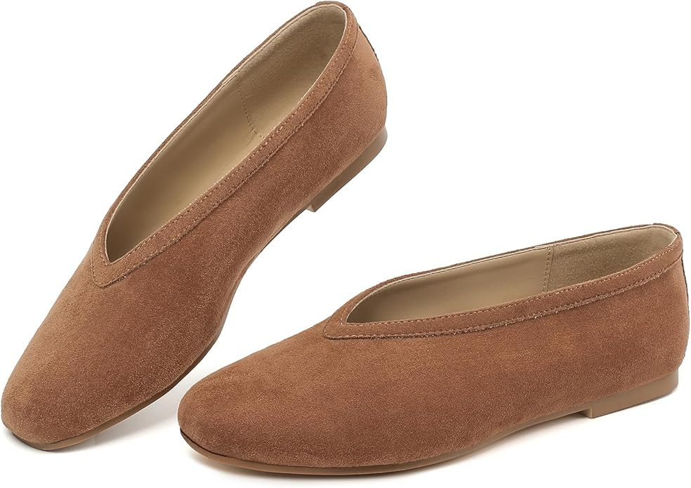 RIBONGZ Ballet Flat Shoes for Women Closed Round Toe Mary Jane Flats Comfortable Slip On Casual S... | Amazon (US)