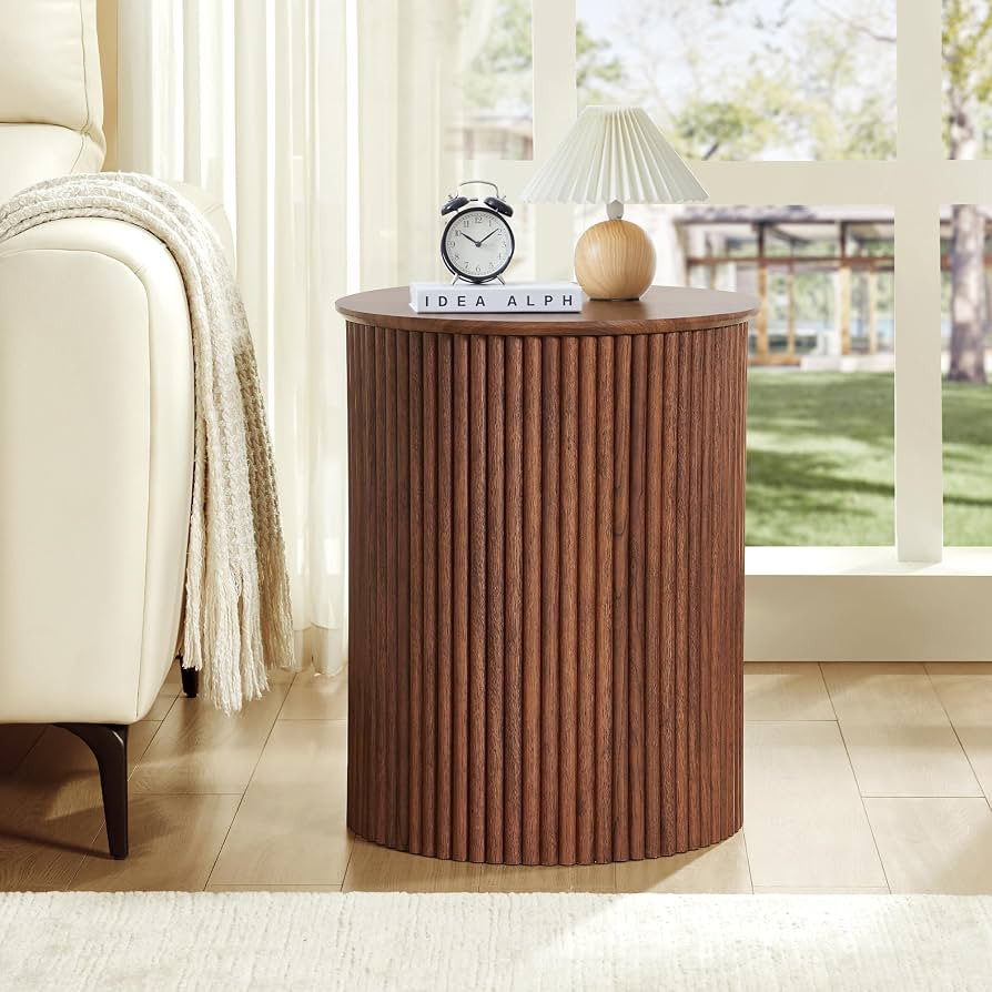 AVZEAR Fluted Round Side Table Small Circle End Table, 17.7" Fluted Nightstands Mid Century Moder... | Amazon (US)