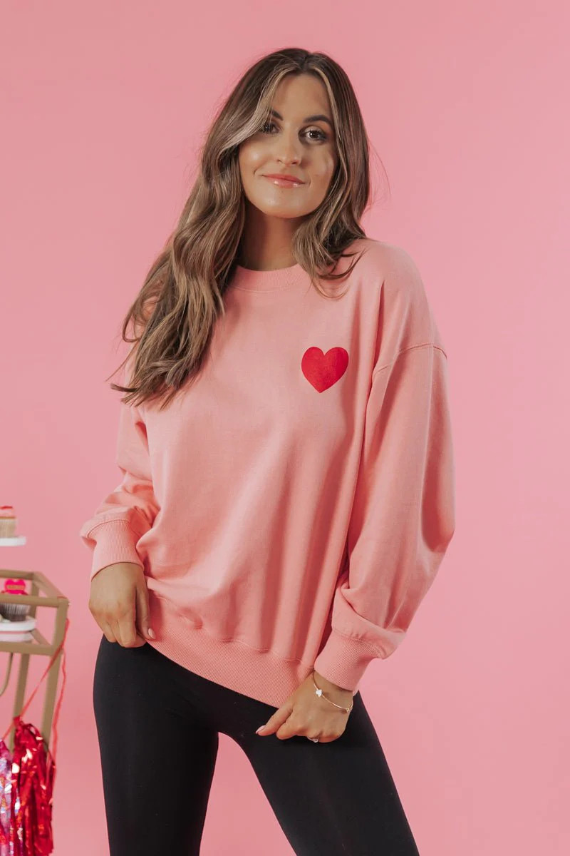 Pink Wash Heart Detail Sweatshirt | Magnolia Boutique
