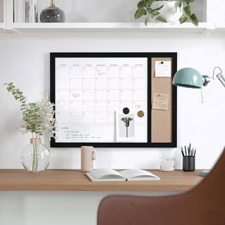 MARTHA STEWART Black Woodgrain 18"W x .75"D x 24"H Wall Calendar Marker Board BR-P... | The Home Depot