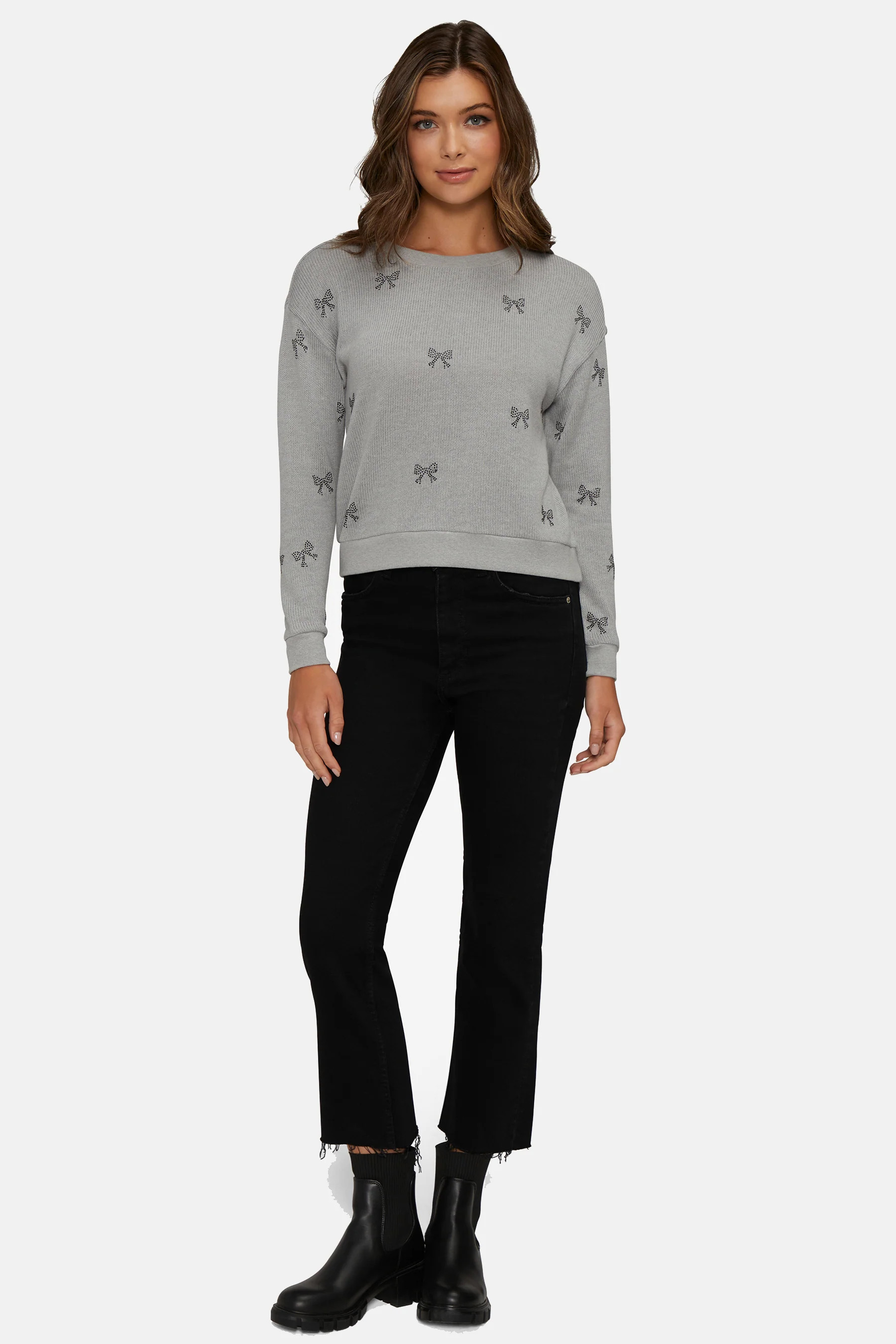 Bow Tie Bailey Sweater | Heather Grey | Wildfox