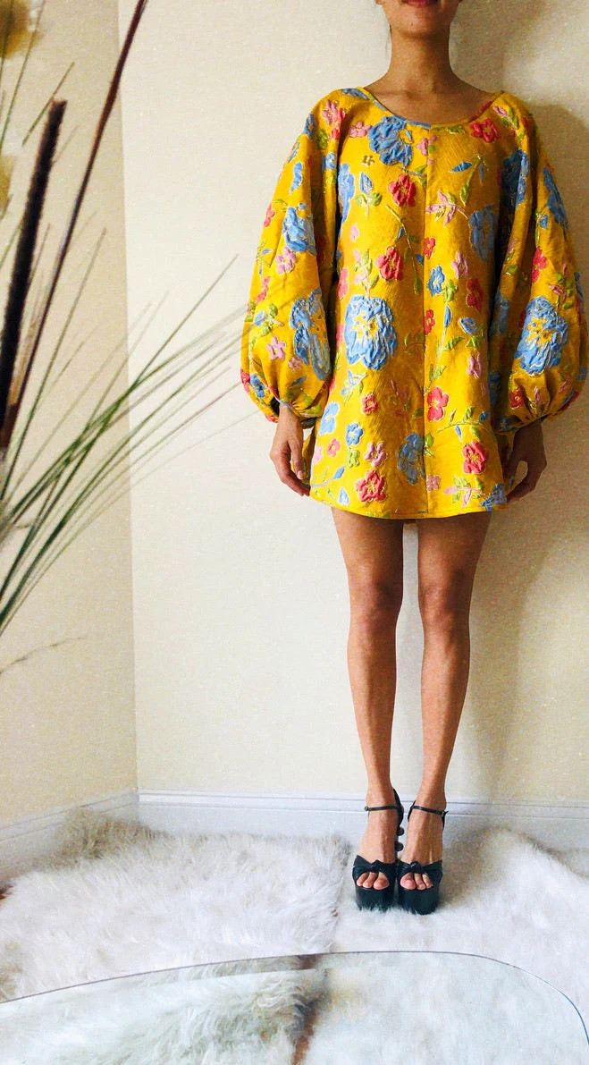Good Luck Dress in Yellow Jacquard | Over The Moon