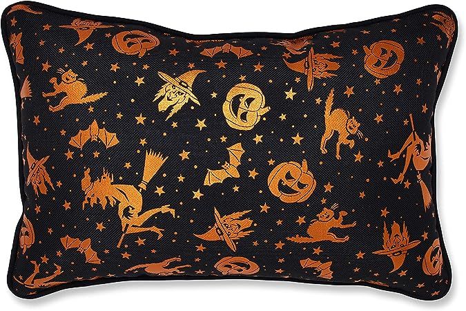 Pillow Perfect Metallic Halloween Lumbar Pillow Black/Orange Decorative Pillow 18.5 in. L X 11.5 ... | Amazon (US)