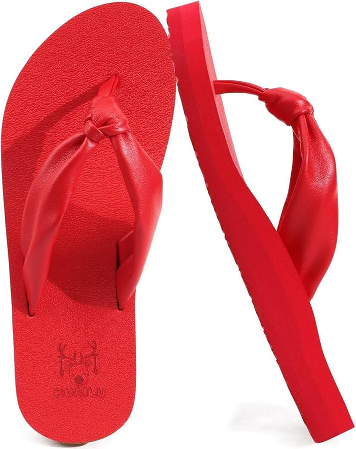 KuaiLu Womens Flip Flops With Arch Support Comfortable Yoga Mat Cushion Thong Leather Sandals for... | Amazon (US)