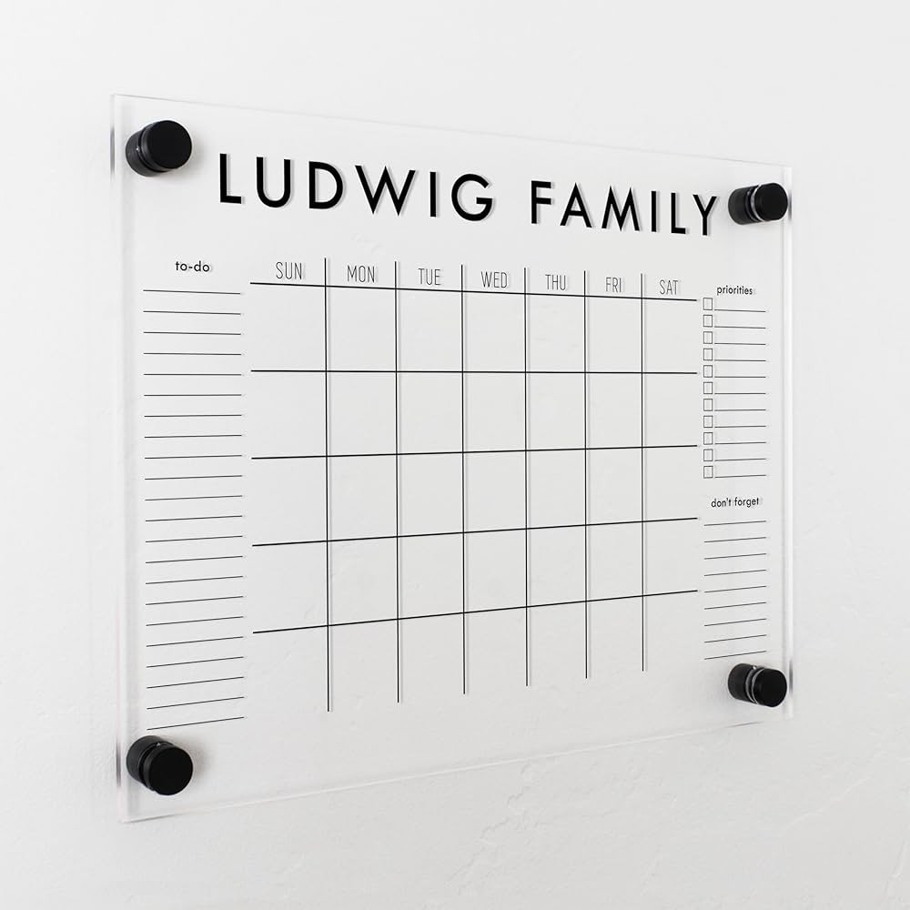 Personalized Clear Acrylic Calendar for Wall, Calendar Whiteboard for Wall, Dry Erase Wall Calend... | Amazon (US)