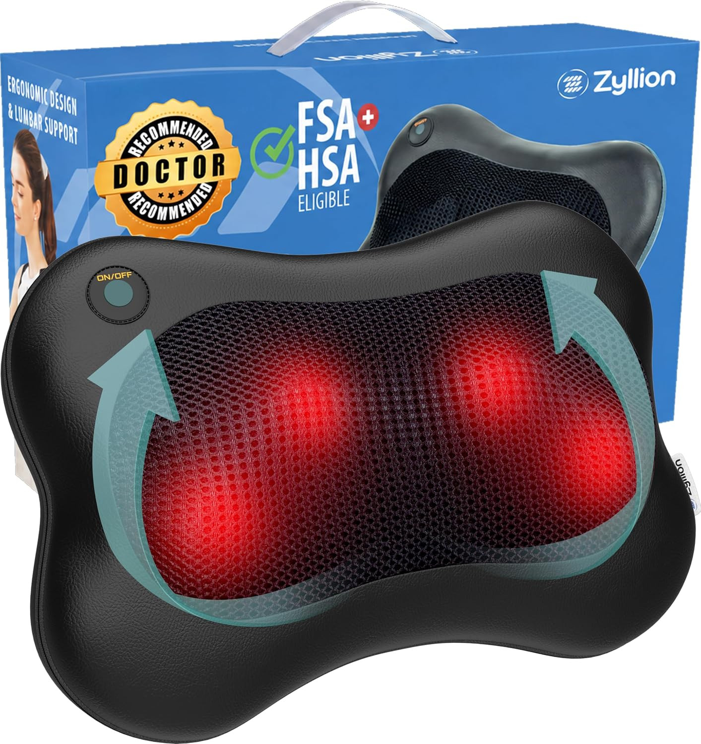 Zyllion ZMA-13 Back and Neck Massager with Heat for Pain Relief, Black | Amazon (US)