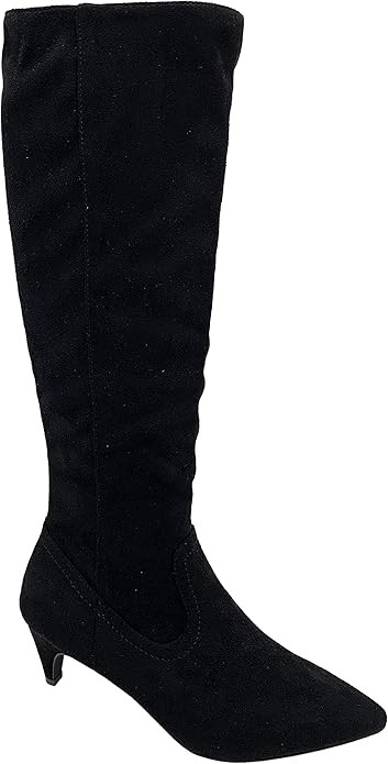 Wild Diva Women's Fashion Kitten Heel Pointed Toe Knee High Boots | Amazon (US)
