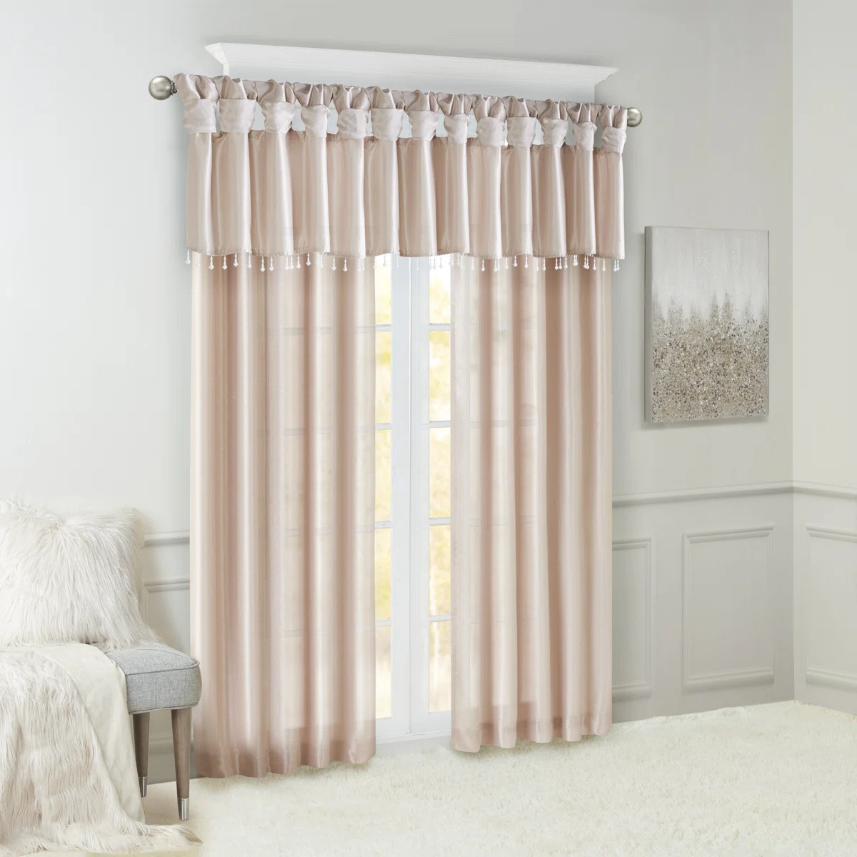 Rivau Faux Silk Lined Twist Tab Single Window Curtain Panel | Wayfair North America