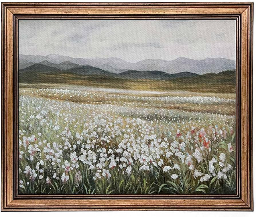 Yeechine Gold Framed Vintage Wall Art Wildflowers Field Canvas Wall Art Print Kitchen Living Room... | Amazon (US)