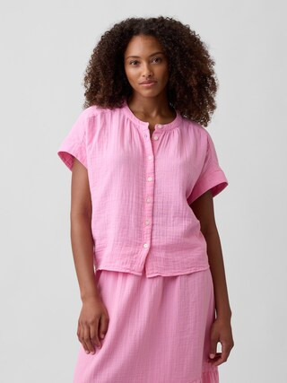 Relaxed Button-Up Gauze Top | Gap Factory | Gap Factory