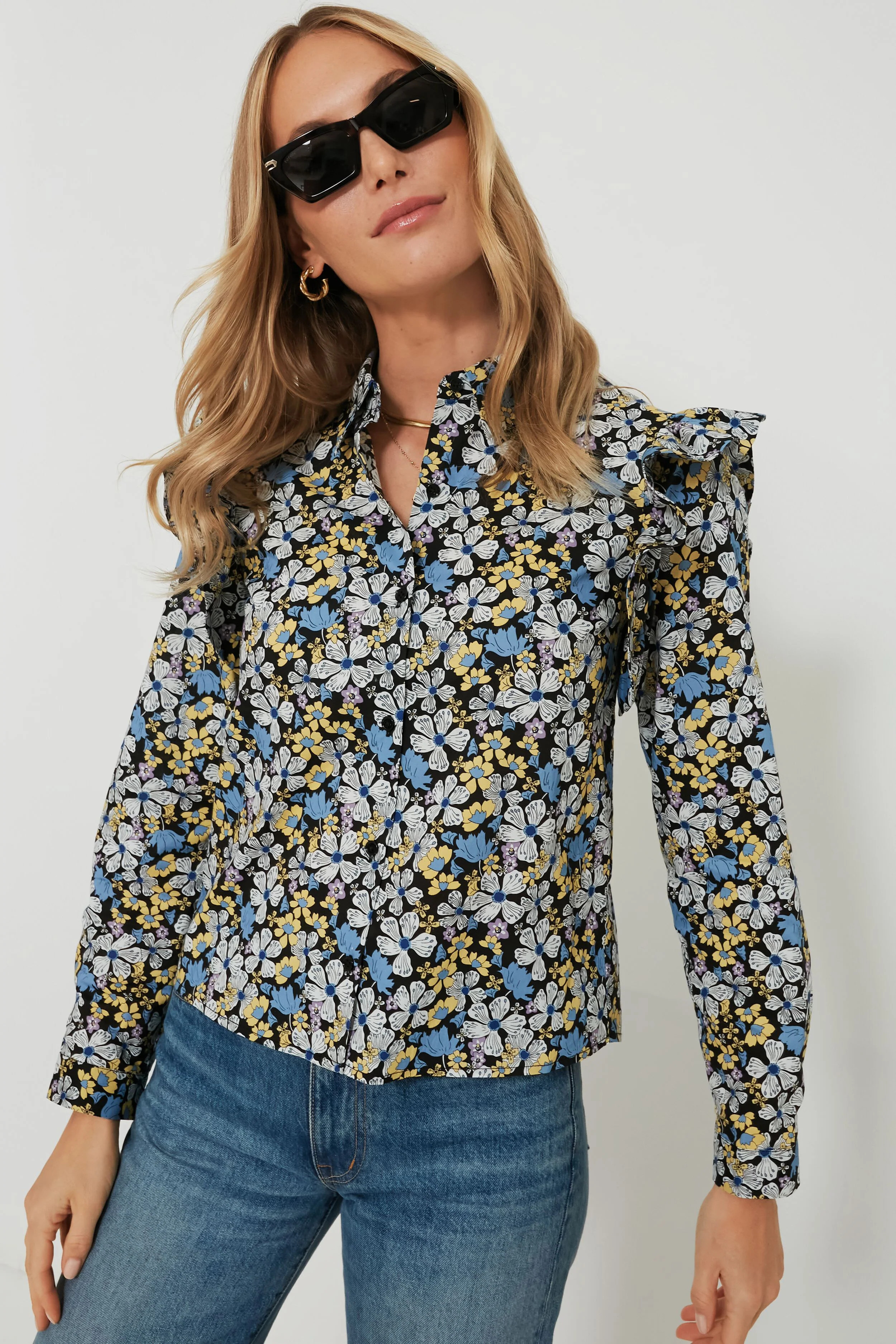 Blue & Yellow Floral Primrose Blouse | Tuckernuck (US)