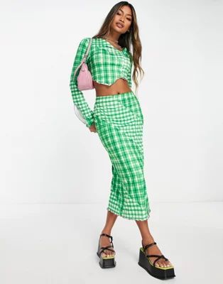 Only maxi skirt co-ord in green gingham | ASOS (Global)