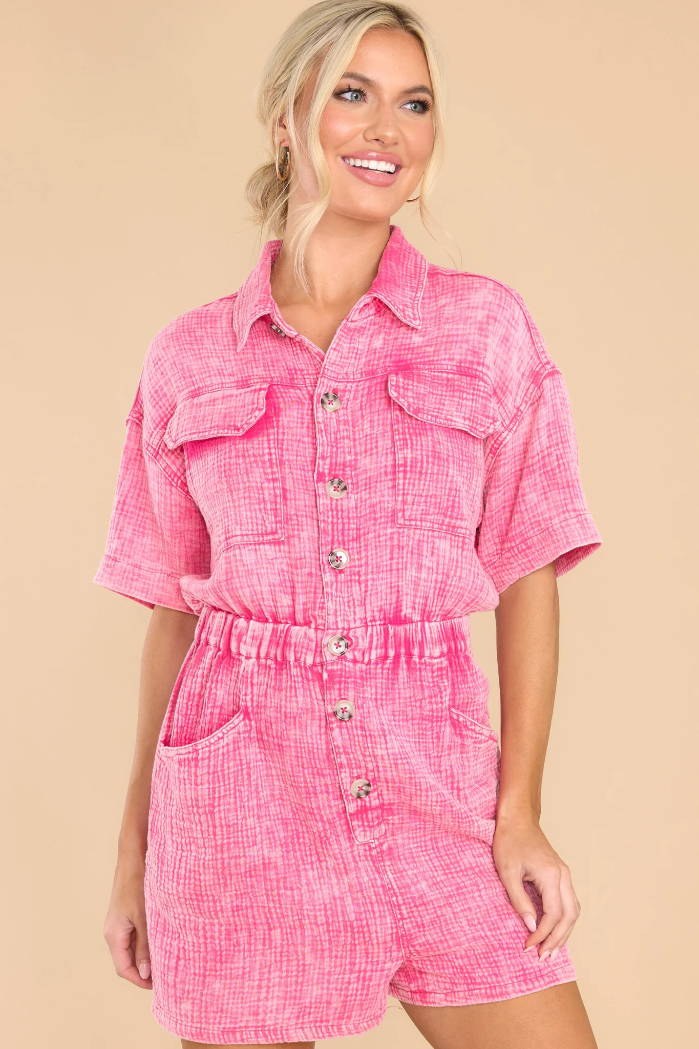 What A Girl Wants Pink Romper | Red Dress 