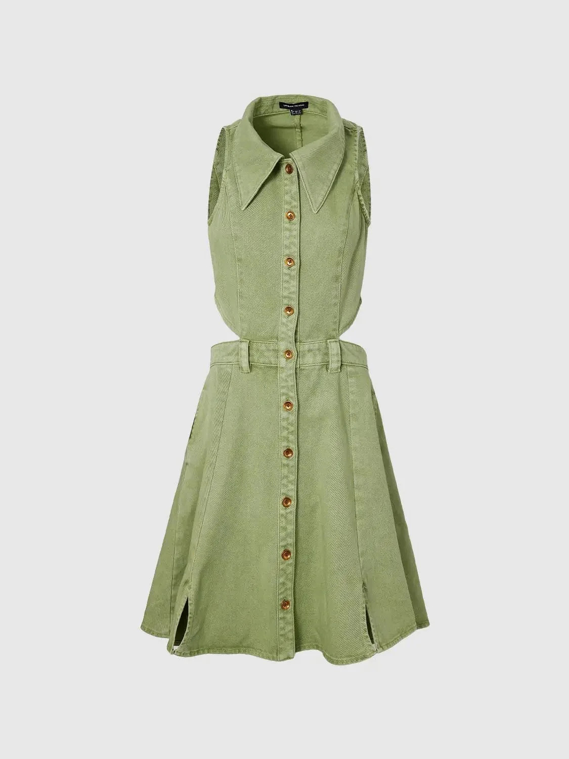 Halter Neck Sleeveless Denim Dresses | Urban Revivo