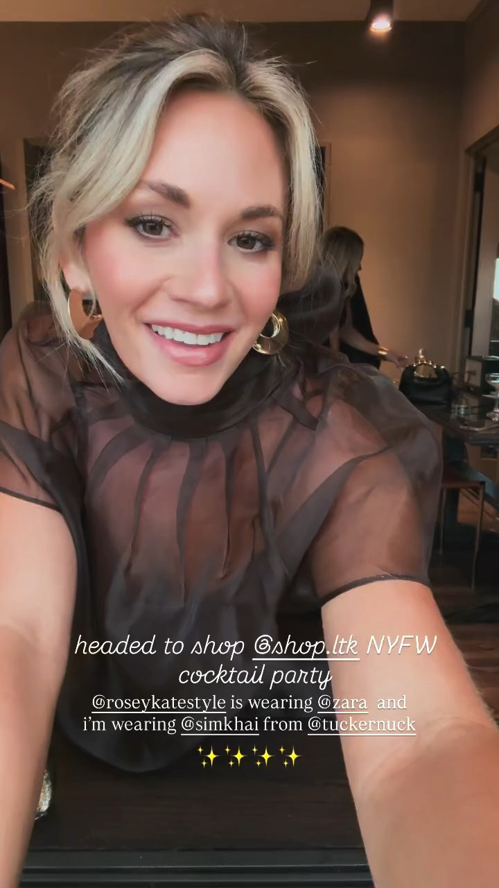 headed to shop @shop.ltk NYFW cocktail // i’m wearing @simkhai from @tuckernuck ✨✨✨✨