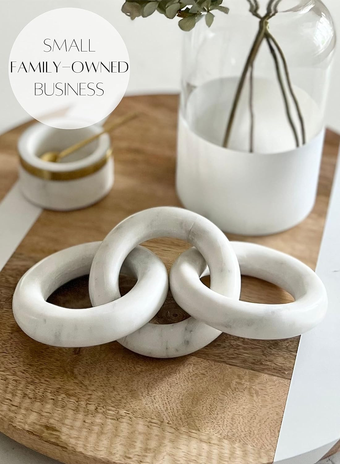 Amazon.com: Glimpse & Hollow Marble Chain Link Decor - Book Shelf Decor Accents, Marble Decor, Sm... | Amazon (US)