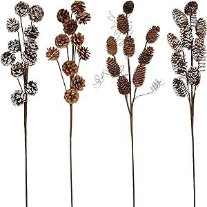 6 Natural Pine Cone Spray Rustic Christmas Picks Branches Stems for Fall Thanksgiving Decorations... | Amazon (US)