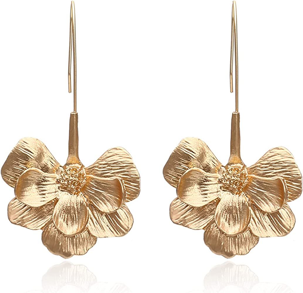T-ztoss Bohemian Gold Elegant Flower Fashion Dangle Earring Cute Metal Flower Earrings Unique Chi... | Amazon (US)