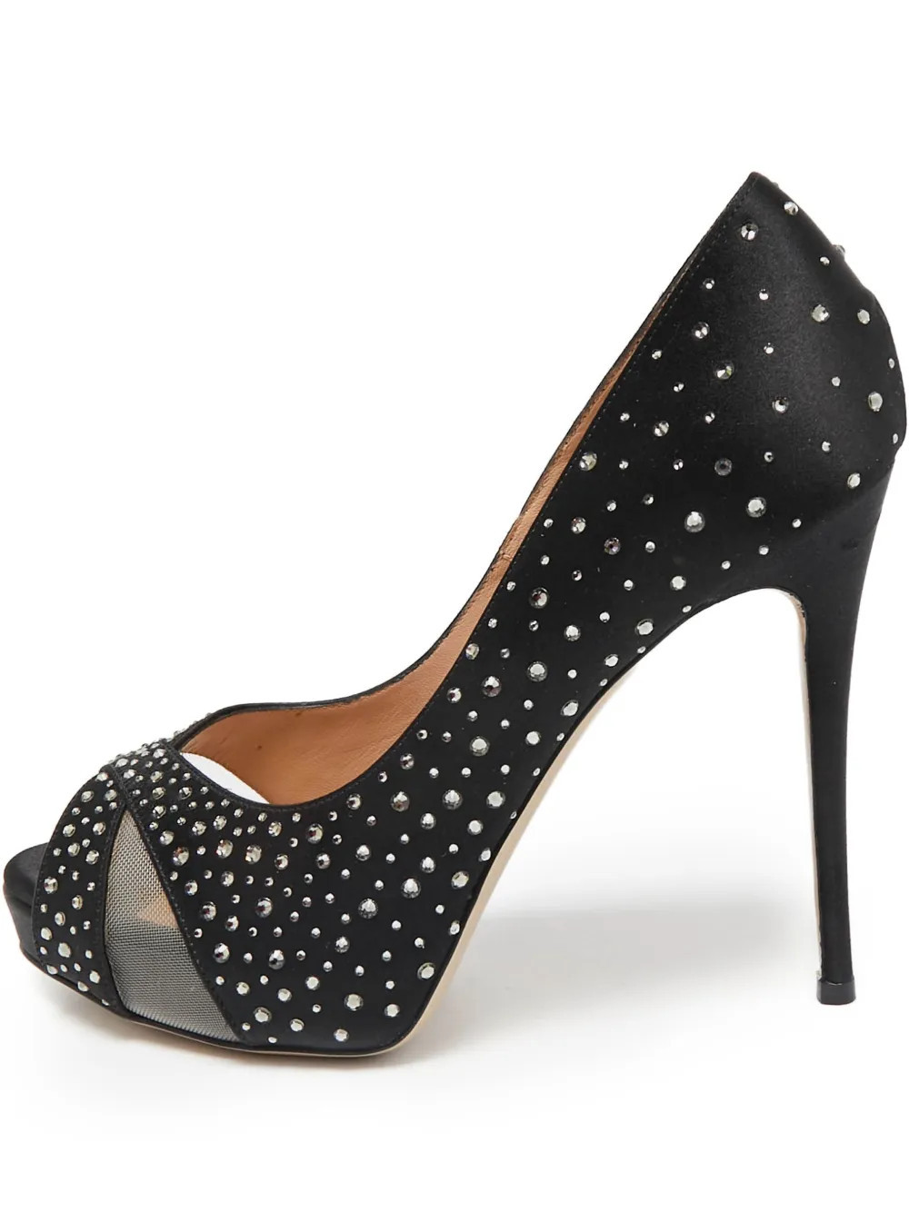 Valentino Garavani Pre-Owned 125MM mesh rhinestone pumps - Black | Farfetch Global