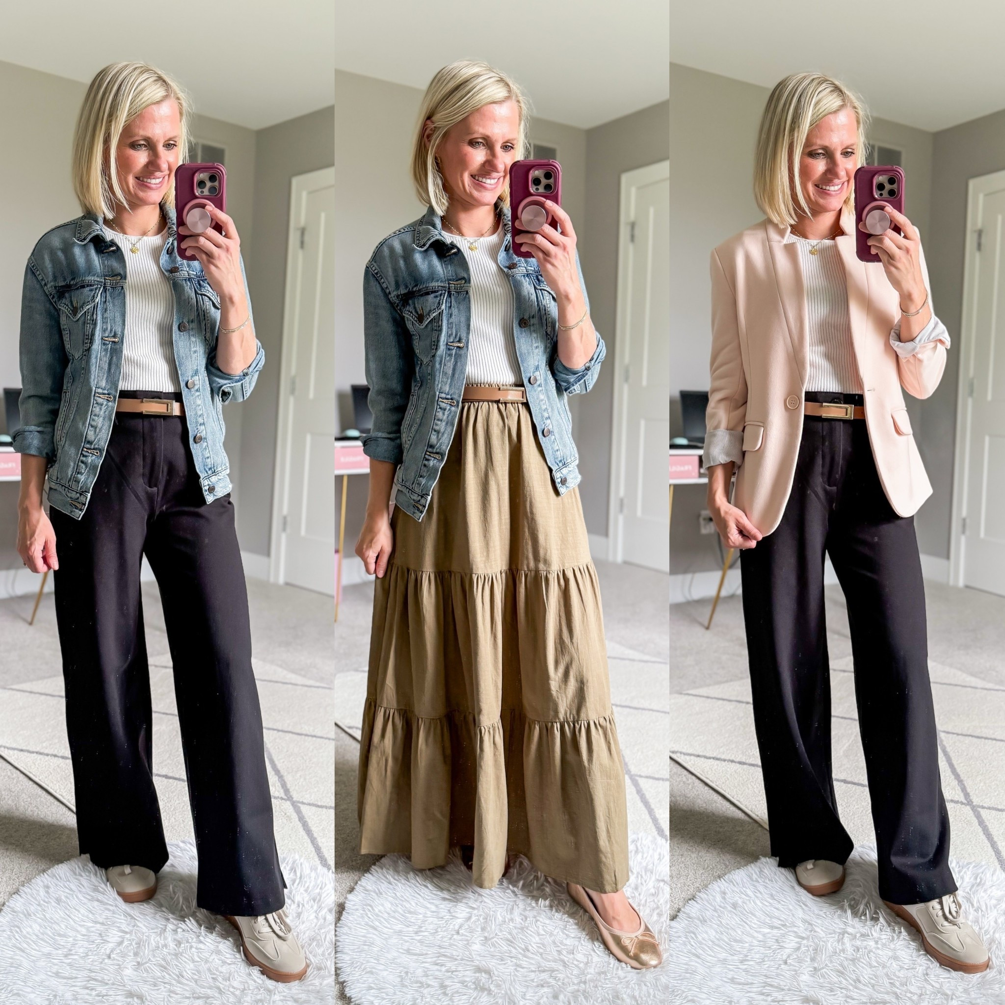 Teacher outfit ideas for fall! Trouser pants- 0/petite || t-shirt- small || blazer- xsmall || jacket- xsmall || skirt- small 

#LTKStyleTip #LTKPetite #LTKWorkwear