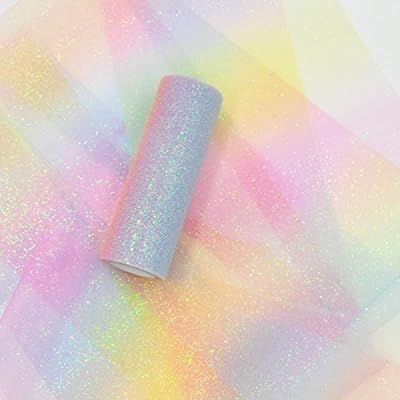 NICROLANDEE Rainbow Glitter Tulle Rolls 6 inch x 10 Yards (30 feet) Shimmer Color for Table Runne... | Amazon (US)