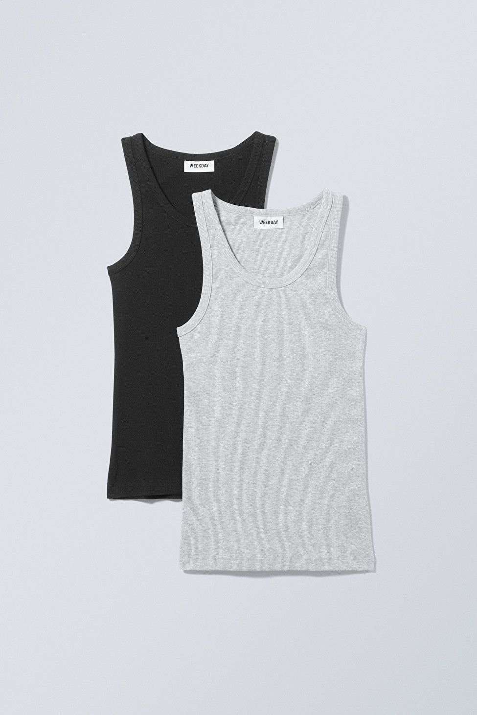 2-pack Close Fitted Rib Tank Top | Weekday