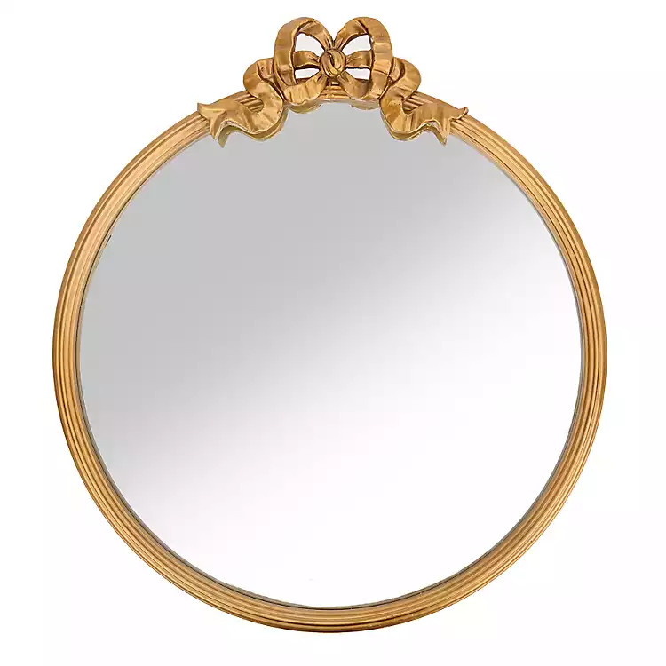 Round Gold Bow Abby Wall Mirror | Kirklands Home | Kirklands