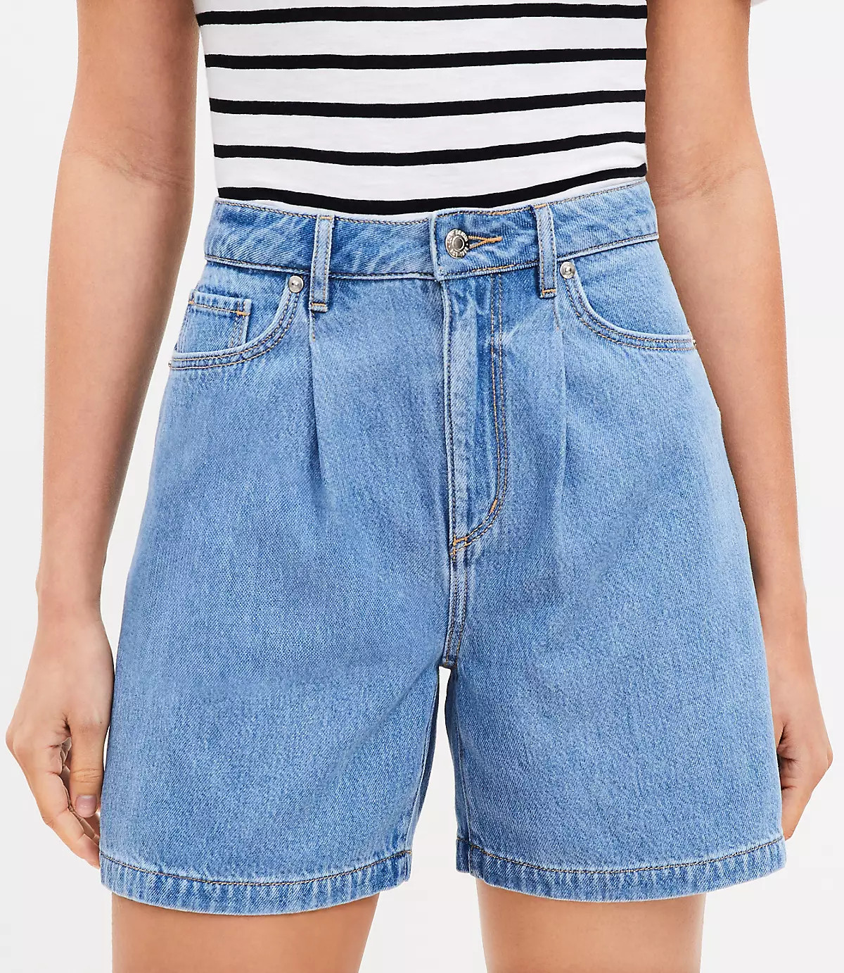 A-Line Denim Shorts in Classic Mid Wash | LOFT