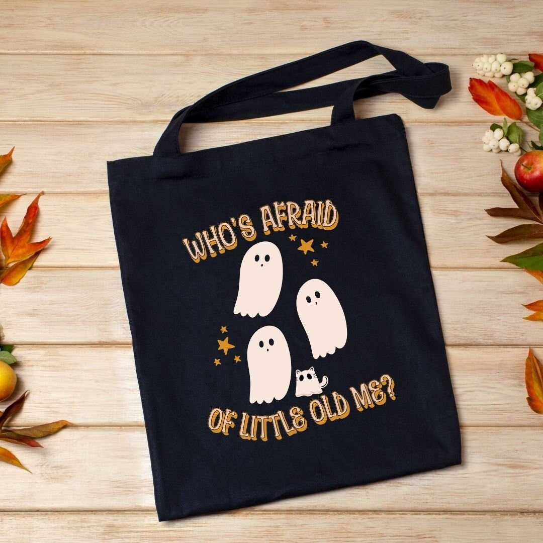 Who's Afraid of Little Old Me Trick or Treat Bag, Halloween Canvas Tote With the Cutest Ghosts fo... | Etsy (US)