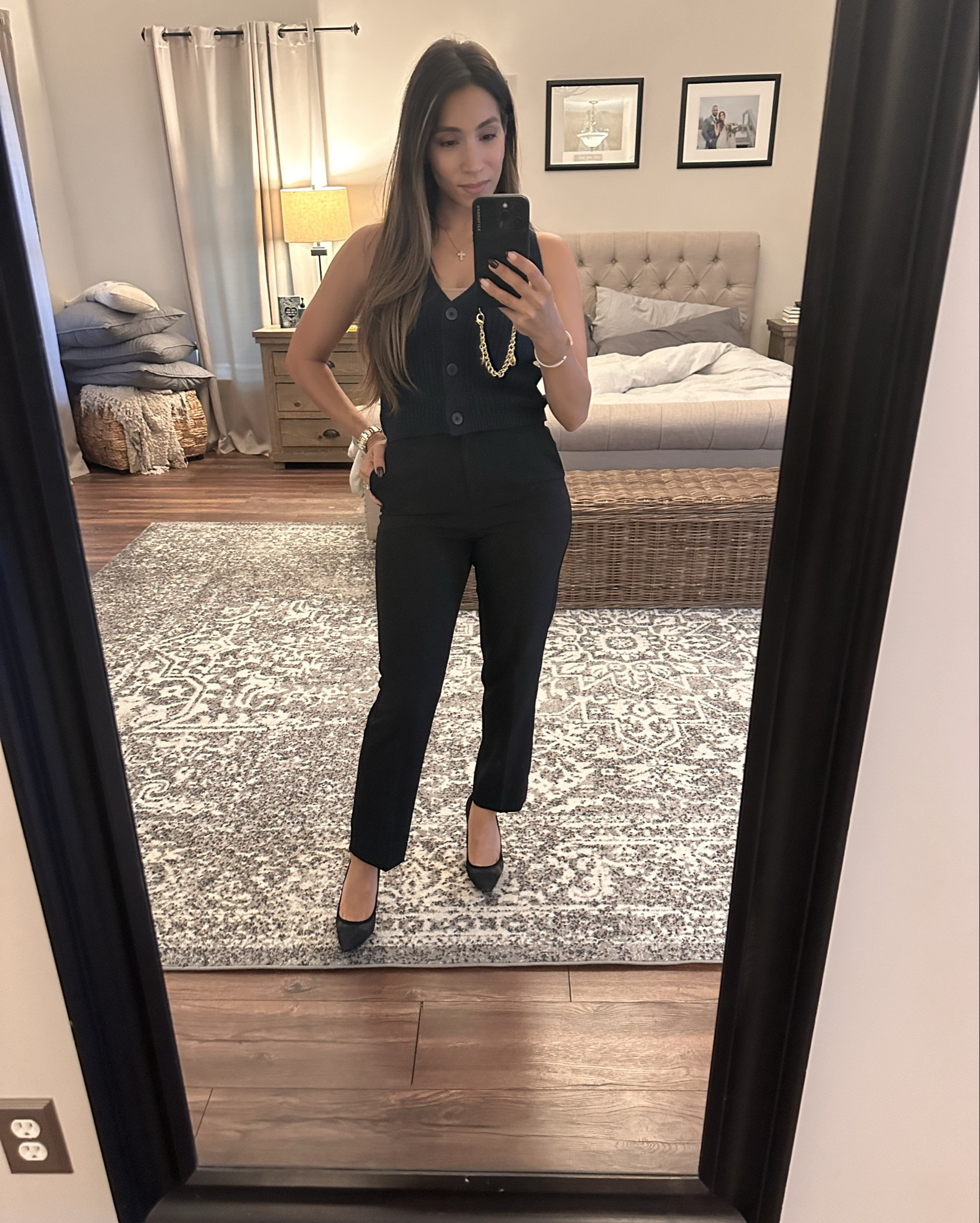 My favorite black Express work pants (petite friendly) + the best Hazel heels from @samedelman = a combo that never fails 🤍 This cute Navy @targetstyle sweater vest is giving comfy, polished, and totally put-together. Loving all things navy right now a navy black combo is always a win  ✨

everything’s true to size:
pants (2) | vest (xs) | shoes (7.5)

navy and black work outfit, black work pants outfit, petite workwear style, petite fall outfit ideas, sam edelman heels for work, best black pumps for office, navy sweater vest outfit, target style finds for work, free people shell layering, teacher outfit inspo, fall business casual look, chic office outfit petite, polished workday look, comfortable heels for teachers, sam edelman pump review, classic navy and black combo, petite fashion inspo, fall work outfits for women, easy outfits for busy mornings, teacher work outfit ideas, workwear essentials petite, navy vest outfit ideas, minimal chic office style, neutral capsule wardrobe outfit, everyday professional look, black trousers outfit petite, stylish work outfits 2025, effortless workwear staples, best work heels 2025, navy and black outfit inspiration

#effortliss #ltkworkwear #ltkfashion #falloutfitideas

#LTKPetite #LTKSeasonal #LTKWorkwear