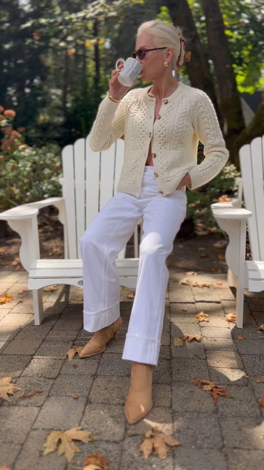 Prefall no fail look. A wool/cotton blend sweater with texture. Keep jeans and shoes LIGHT in August and Sept! 

#LTKOver40