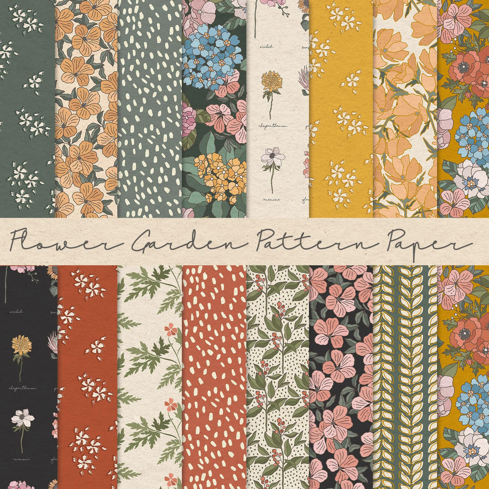 Whaline 30Pcs Floral Garden Pattern Paper Vintage Flower Botanic Scrapbook Specialty Double Sided... | Amazon (US)