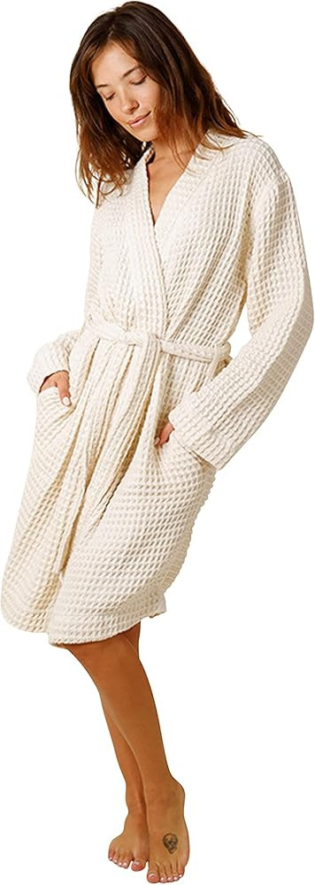 Women's Waffle Robe Lightweight Organic Cotton Sustainable Unisex Bathrobe | Amazon (US)
